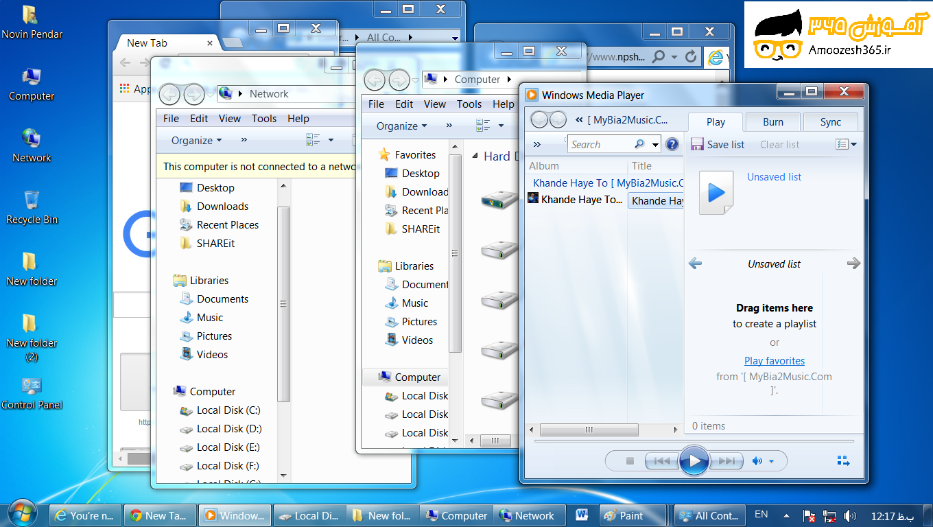 مرتب سازی یا سورت پنجره ها در سیستم عامل ویندوز 7 سون