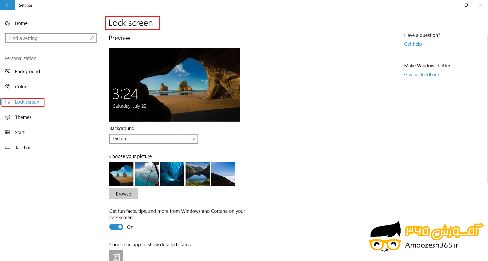 تغییر تصویر صفحه قفل یا تغییر صفحه محافظ صفحه یا لاک اسکرین (Lock Screen) در سیستم عامل ویندوز