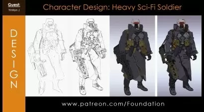 طراحی شخصیت - سرباز علمی تخیلی سنگین با Yintion J