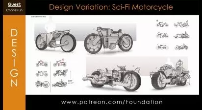 تنوع طراحی - موتور سیکلت علمی تخیلی با چارلز لین